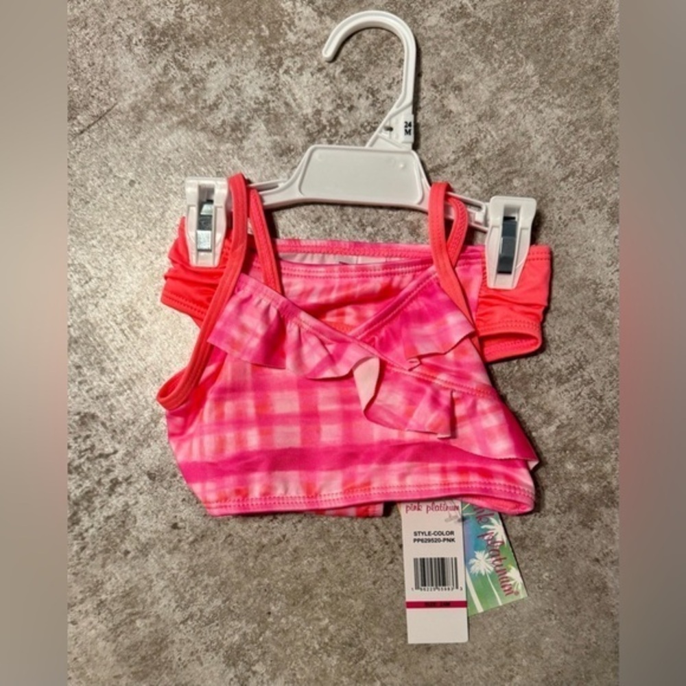 Pink Plaid Bikini with ruffles